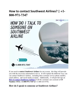 How to contact Southwest Airlines