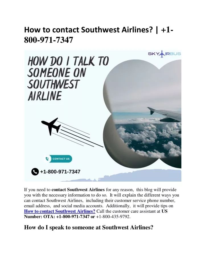 how to contact southwest airlines 1 800 971 7347
