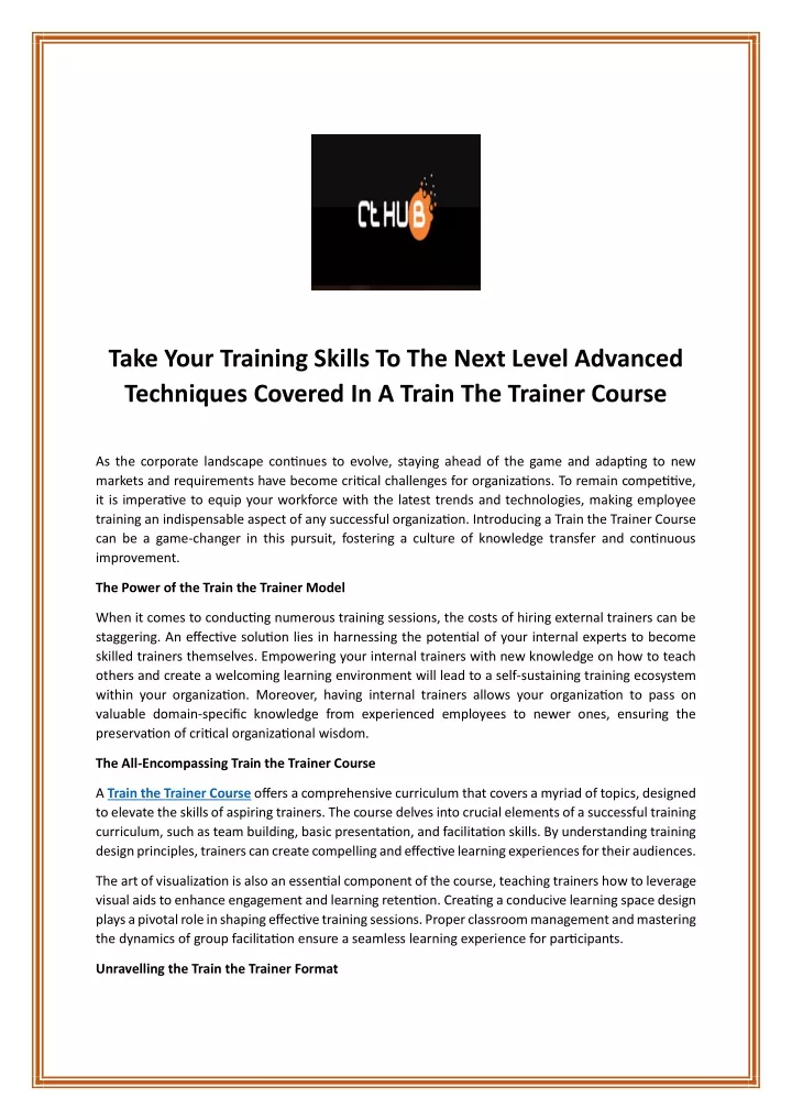 take your training skills to the next level