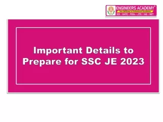 Important Details to Prepare for SSC JE 2023