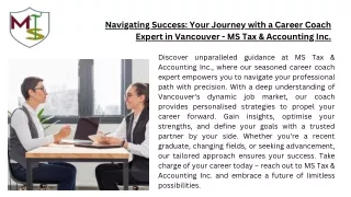 Navigating Success: Your Journey with a Career Coach Expert in Vancouver - MS Ta