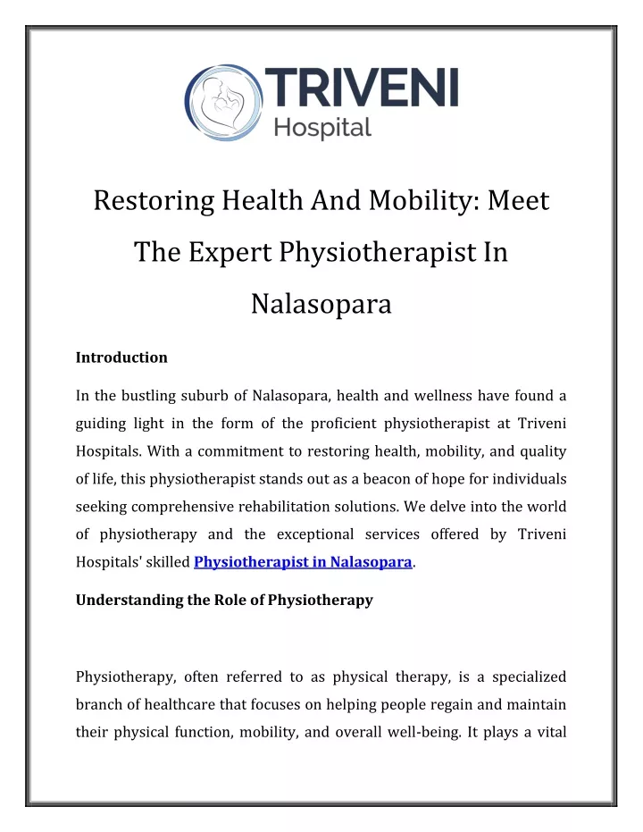 restoring health and mobility meet
