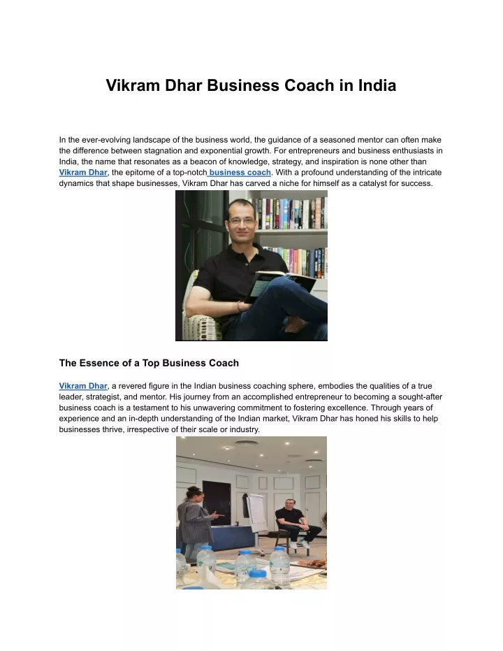 vikram dhar business coach in india