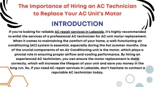 The Importance of Hiring an AC Technician to Replace Your AC Unit's Motor