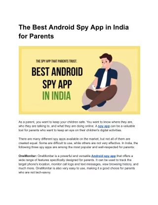 The Best Android Spy App in India for Parents