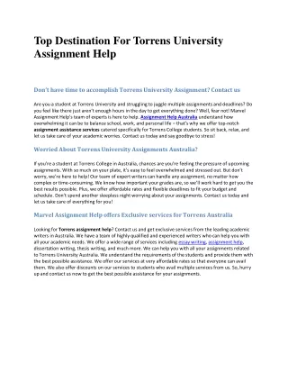 Top Destination For Torrens University Assignment Help