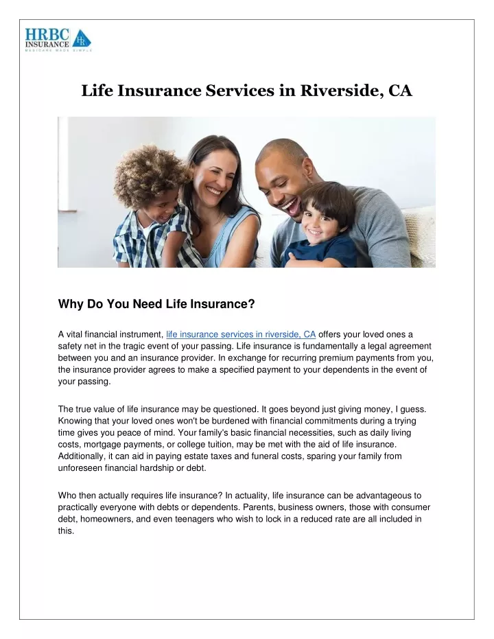 life insurance services in riverside ca
