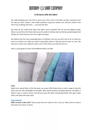 It all Starts with the Fabric - Bombay Shirt Company
