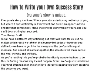 How to Write your Own Success Story