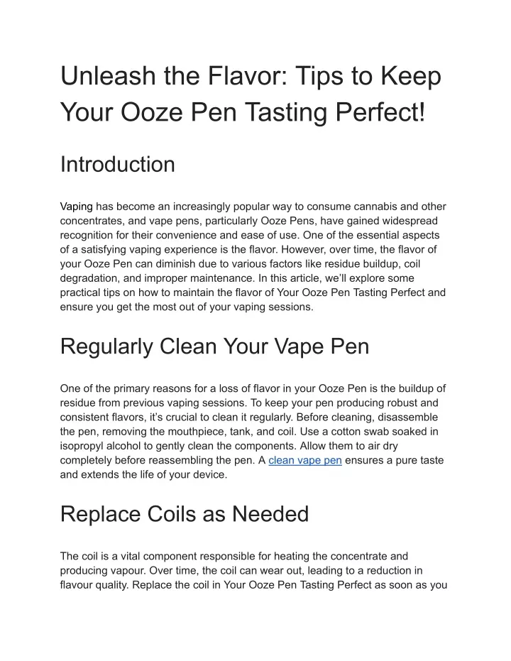 unleash the flavor tips to keep your ooze