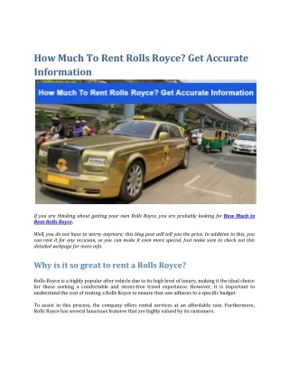 How Much To Rent Rolls Royce