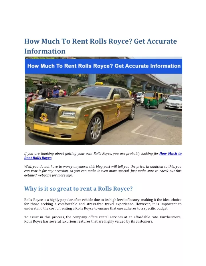 how much to rent rolls royce get accurate