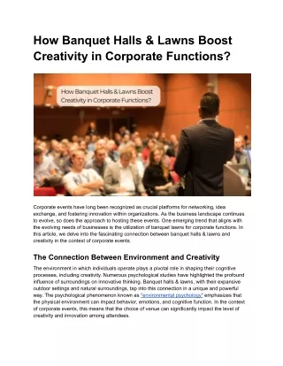 How Banquet Halls & Lawns Boost Creativity in Corporate Functions