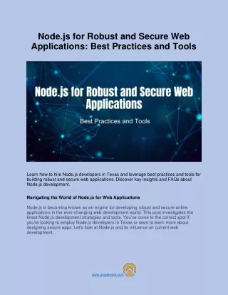 Node.js for Robust and Secure Web Applications Best Practices and Tools