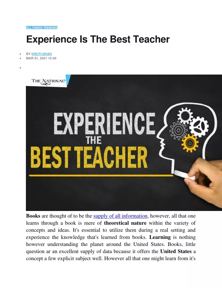 all things trending experience is the best teacher
