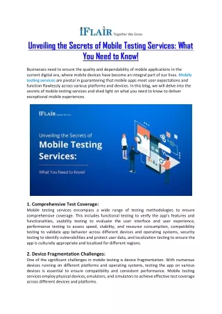 unveiling the secrets of mobile testing services