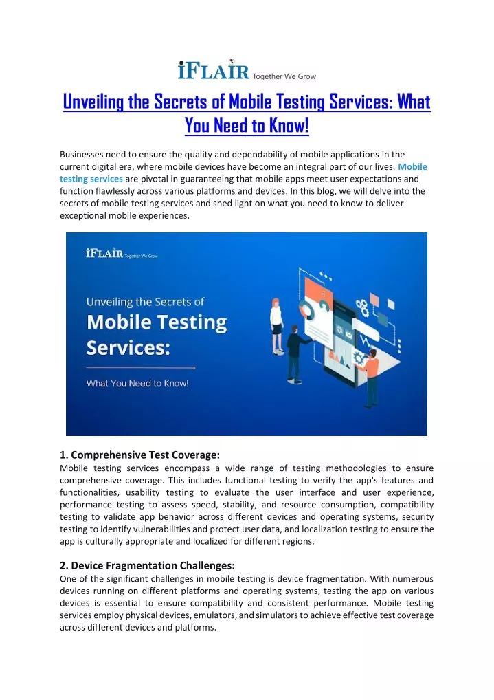 unveiling the secrets of mobile testing services