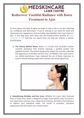 Rediscover Youthful Radiance with Botox Treatment in Ajax