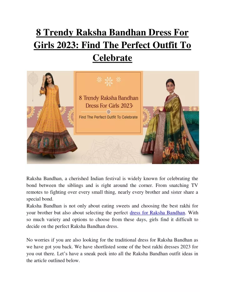 8 trendy raksha bandhan dress for girls 2023 find