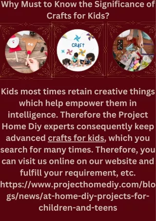 Why Must to Know the Significance of Crafts for Kids