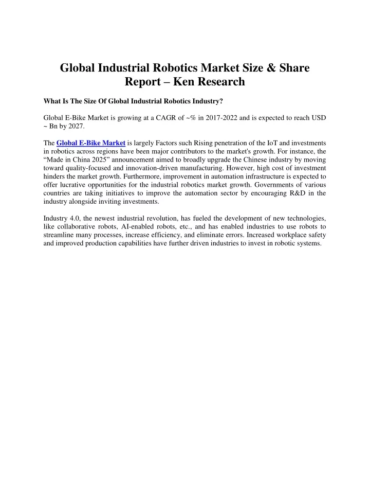 global industrial robotics market size share