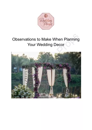 Observations to Make When Planning Your Wedding Decor