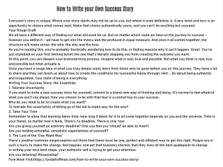 How to Write your Own Success Story