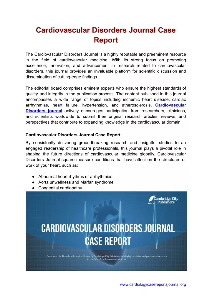 cardiovascular disorders journal case report