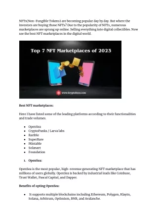 Top 7 NFT Marketplaces of 2023