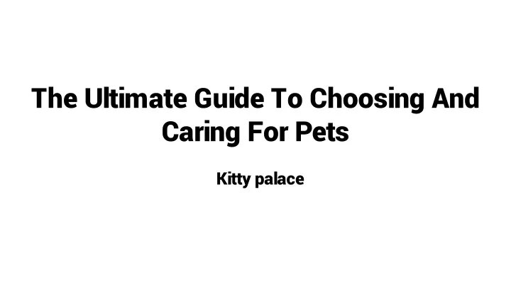 the ultimate guide to choosing and caring for pets
