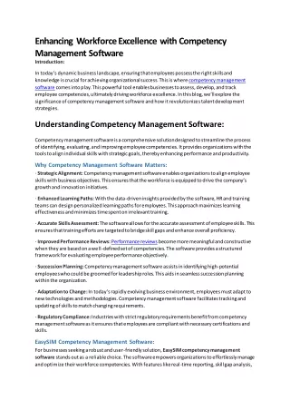 Enhancing Workforce Excellence with Competency Management Software