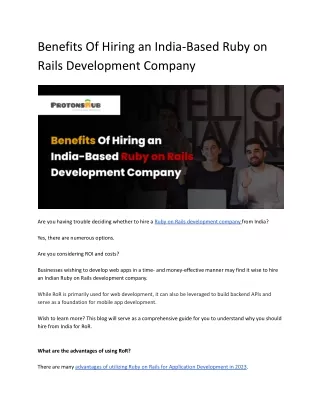 Benefits Of Hiring an India-Based Ruby on Rails Development Company