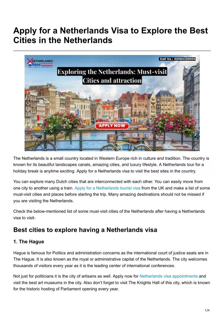 apply for a netherlands visa to explore the best