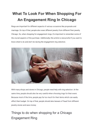 What To Look For When Shopping For An Engagement Ring In Chicago