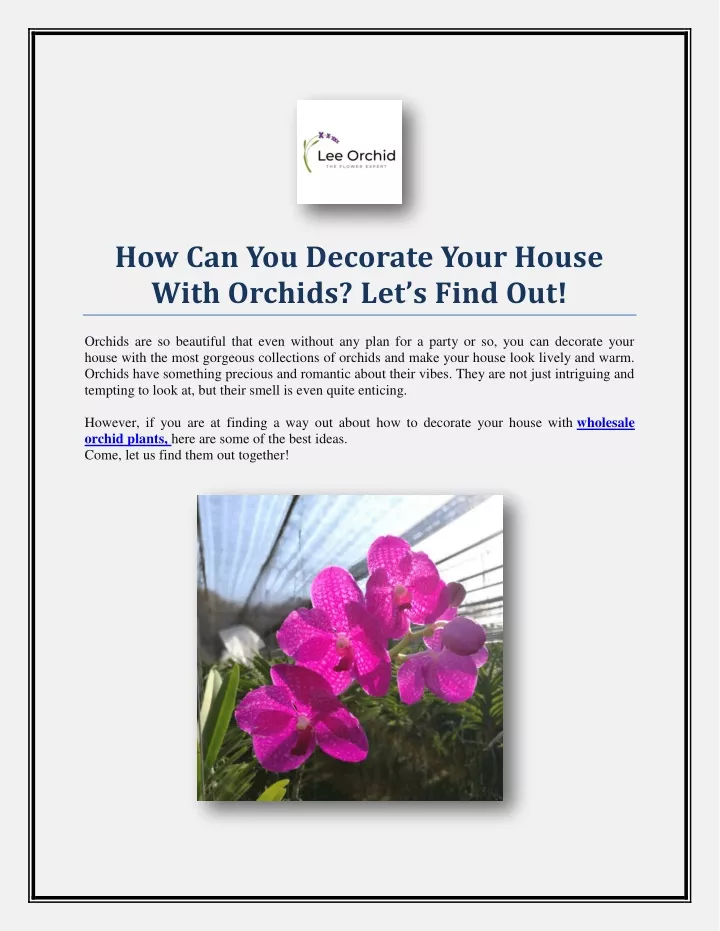 how can you decorate your house with orchids