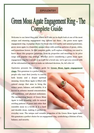 Green Moss Agate Engagement Ring - The Complete Guide