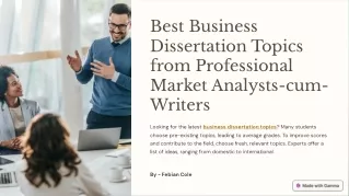 Business Dissertation Topics 2023 by Experts