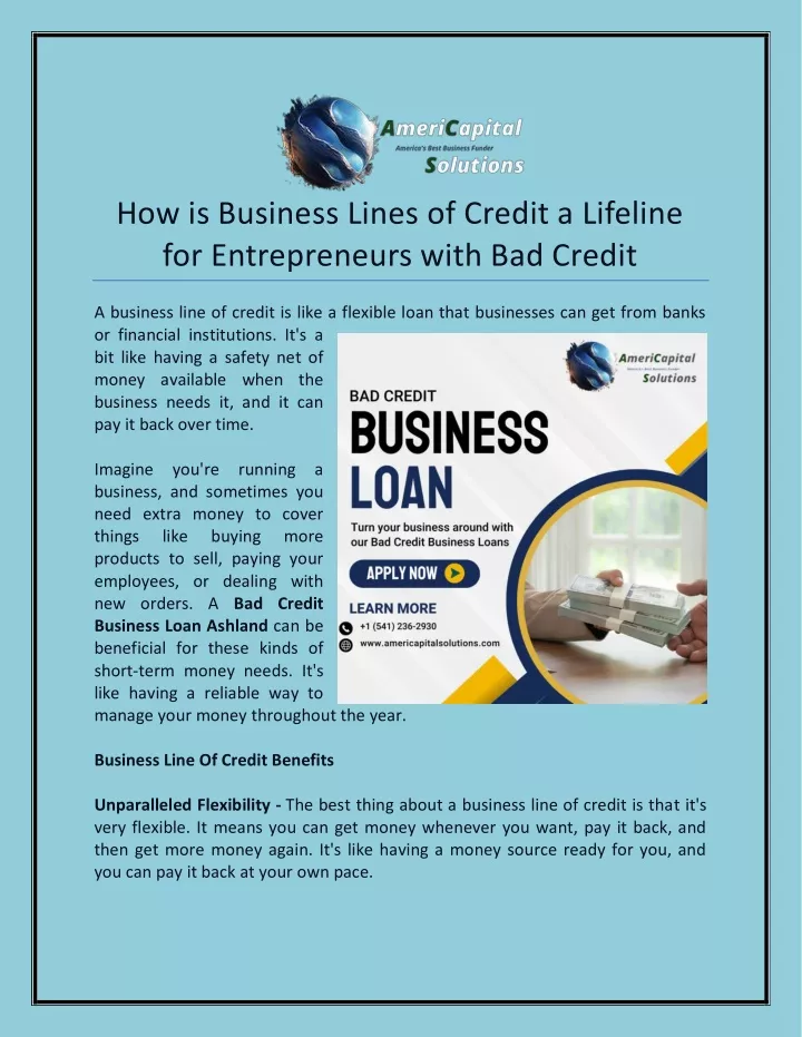 how is business lines of credit a lifeline