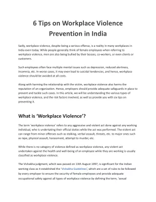 6 Tips on Workplace Violence Prevention in India