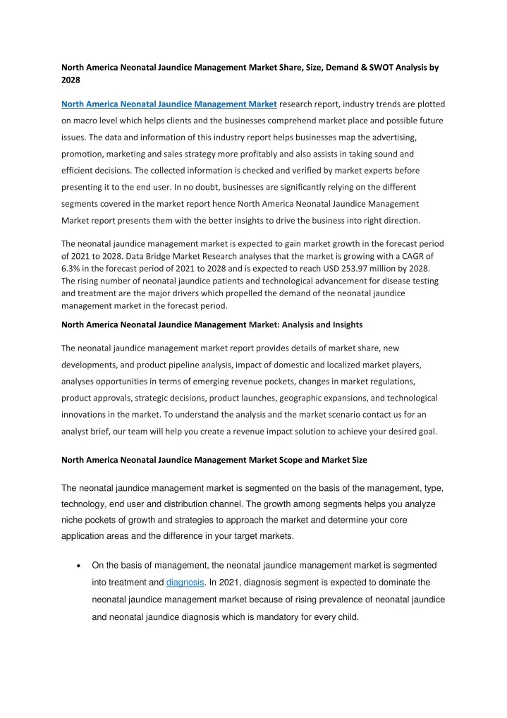 north america neonatal jaundice management market