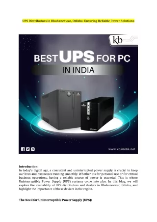 UPS Distributors in Bhubaneswar
