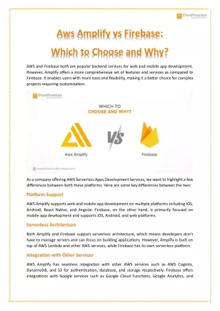 Aws Amplify vs Firebase -Which to Choose and why