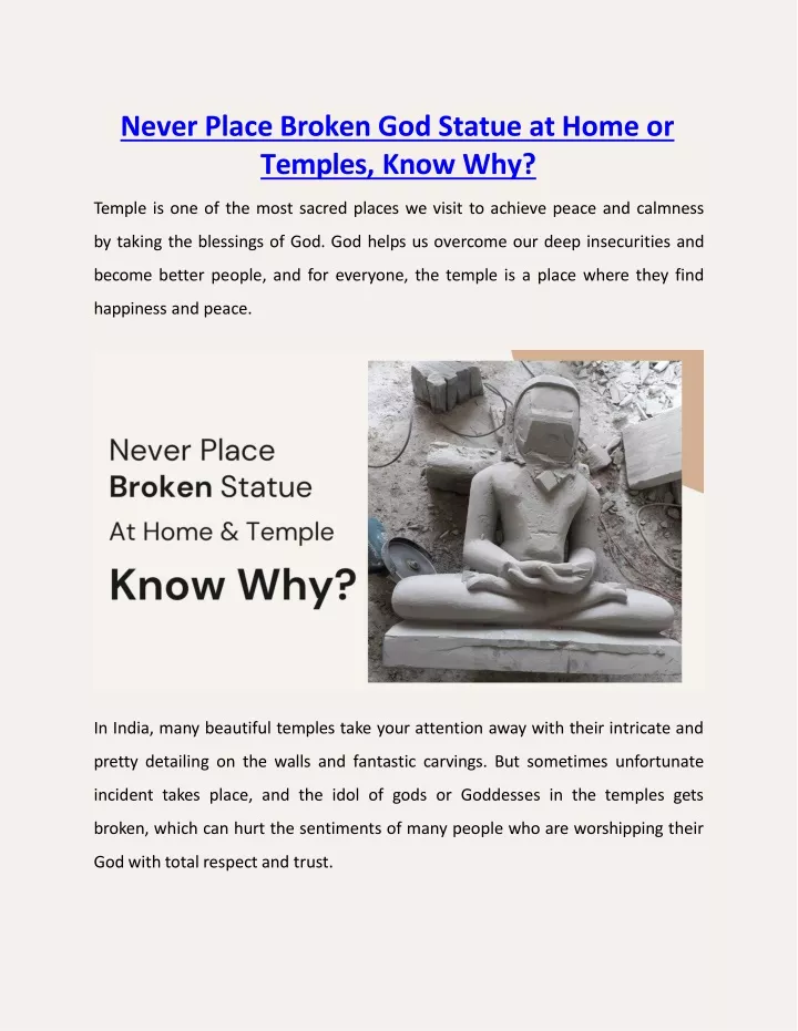 never place broken god statue at home or temples know why