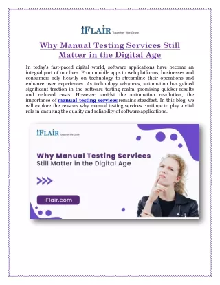 why manual testing services still matter