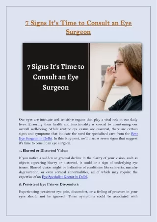 7 Signs Its Time to Consult an Eye Surgeon