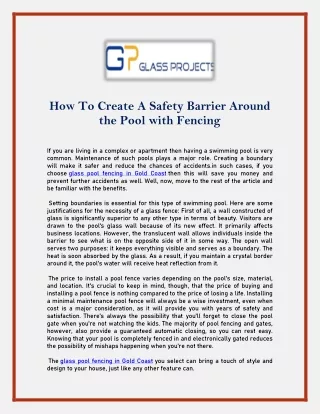How To Create A Safety Barrier Around the Pool with Fencing