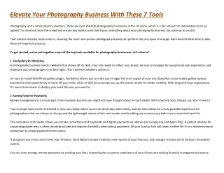 Elevate Your Photography Business With These 7 Tools