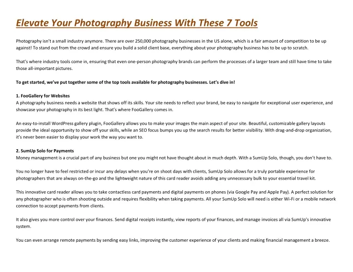 elevate your photography business with these