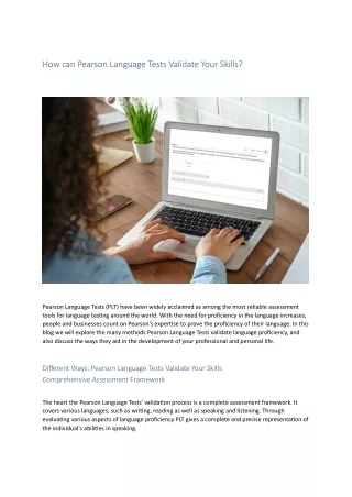 How can Pearson Language Tests Validate Your Skills?