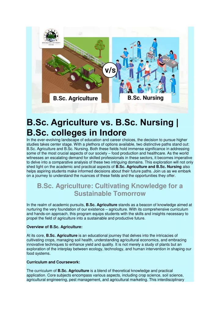 b sc agriculture vs b sc nursing b sc colleges